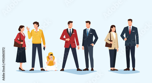 Diverse group of business professionals standing together.