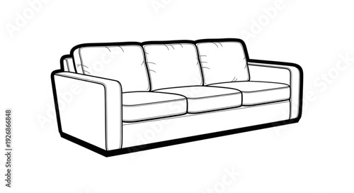 Comfortable three-seater sofa with soft cushions and armrests for relaxation and home decor.