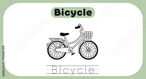 Bicycle coloring page for kids, educational worksheet