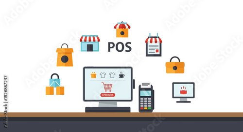 Point of Sale (POS) & E-commerce Concept: Seamless Retail Shopping, Online Checkout, and Payment Processing Solutions for Modern Businesses