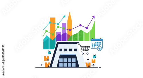 E-commerce Logistics and Supply Chain Growth Analytics Flat Vector Illustration