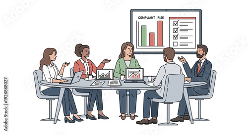 Diverse team collaborating in a modern business meeting.