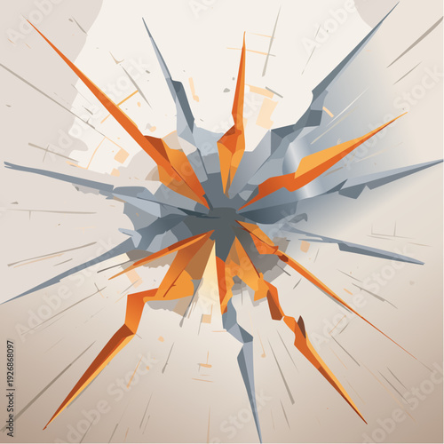 Striking visual of a powerful central impact, unleashing dynamic energy and radial fragmentation