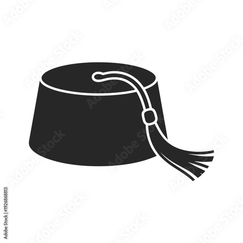 A simple black and white illustration of a traditional fez hat