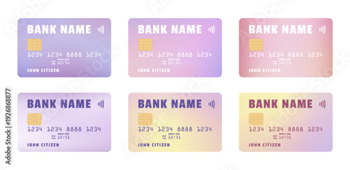 Set of credit card templates. Generic credit card or debit card design collection. Vector illustration.