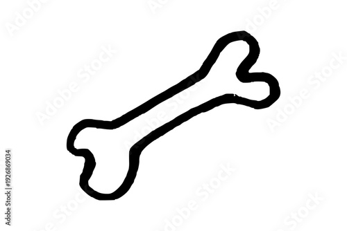 Simple bone drawing. Doodle style hand drawn object. Simple isolated outline.