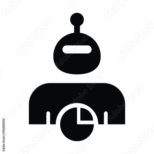 AI Data Analytics Pie Chart Robot Icon, avatar with pie chart symbol representing business analytics