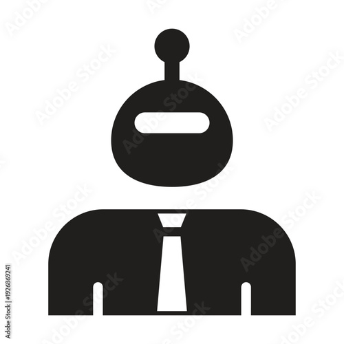AI Executive Leadership Robot Icon with tie representing corporate leadership and management authority