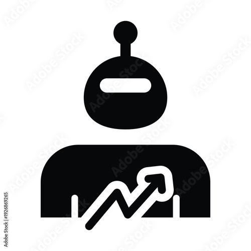AI robot avatar icon with upward growth chart symbol representing revenue increase