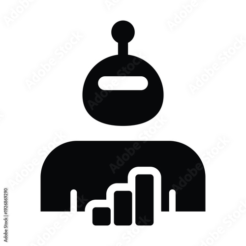 AI Bar Chart Finance Robot Icon with bar chart representing financial reporting and performance metrics