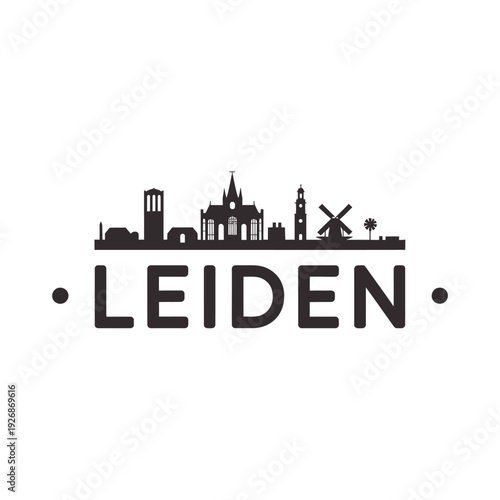 A silhouetted skyline of leiden netherlands with the city s name