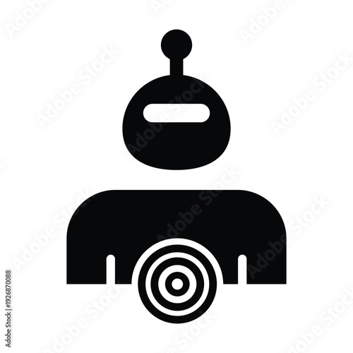 AI Target Goal Robot Icon with target symbolizing strategic goals and achievement glyph illustration