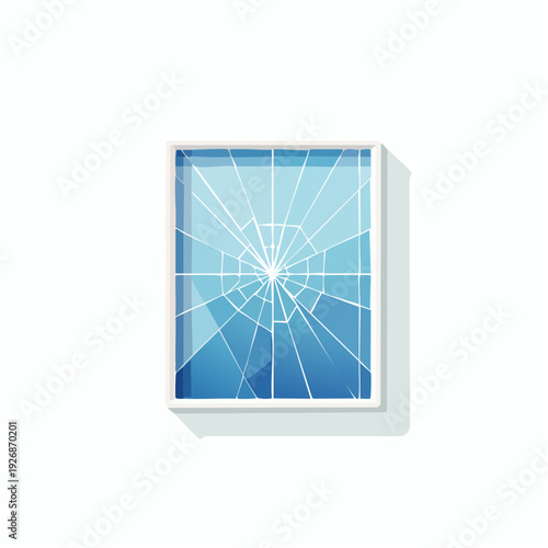 Cracked window pane vector illustration on a white background