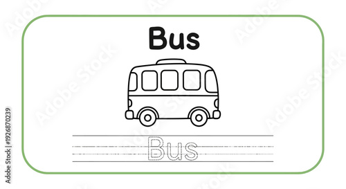 Bus coloring page for kids. Vehicle tracing worksheet.