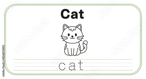 Cat tracing worksheet for kids learning