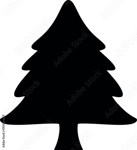 Silhouette of Pine Tree Icon Isolated on White Background for Christmas and Nature Designs