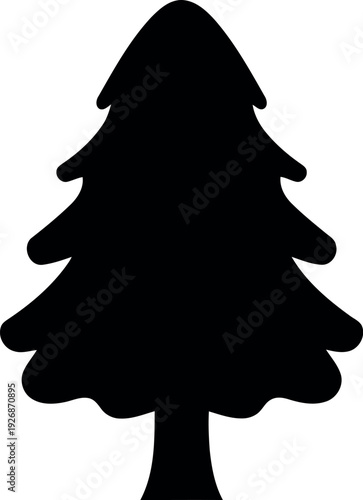 Silhouette of Pine Tree Icon Isolated on White Background for Nature and Holiday Design