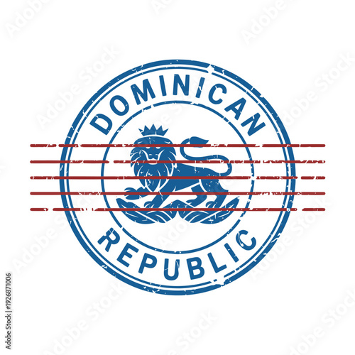 Dominican republic emblem a vintage circular stamp with a lion