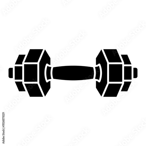 Dumbbell icon black silhouette isolated on white background for fitness and weightlifting design