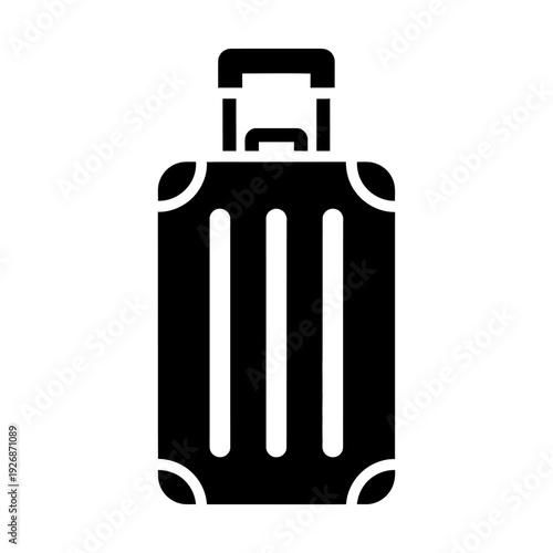 Black suitcase icon with handle extended