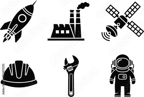 Industrial and space exploration icons