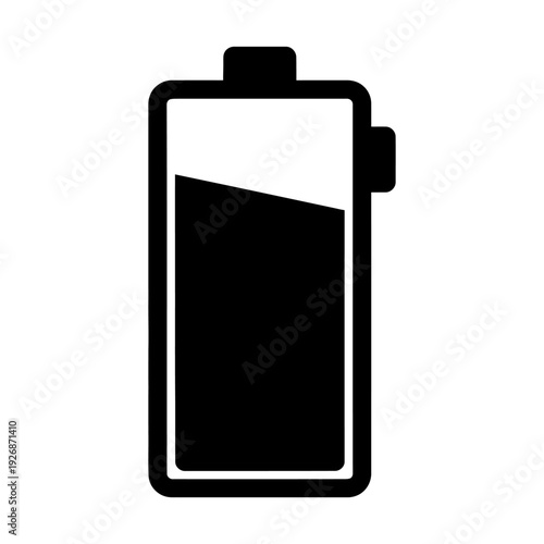 Battery icon showing partial charge level for interface design, minimalist black silhouette