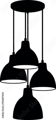 Modern industrial pendant lamp silhouette vector illustration for interior design and lighting concepts