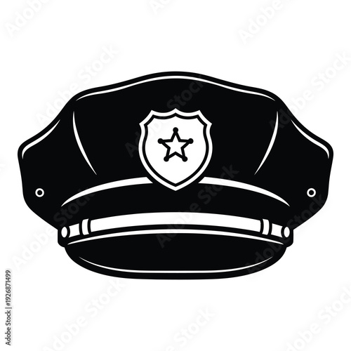 Police officer cap with shield and star emblem on front  law enforcement hat icon