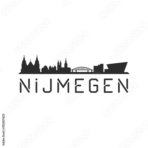 Nijmegen skyline illustration with city name in bold typography