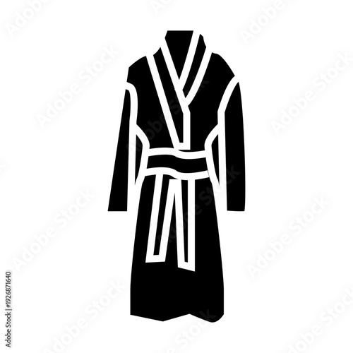 black and white bath robe clothes glyph icon vector