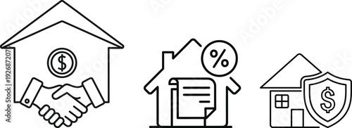 Real estate and financial security icons