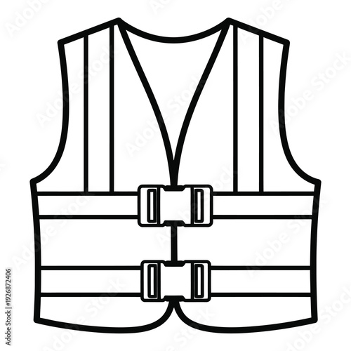 Safety vest with reflective strips and buckles for visibility and protection one icon