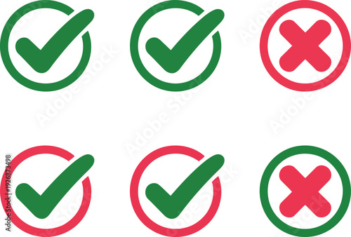 Visual representation of correct and incorrect responses using checkmarks and crosses.