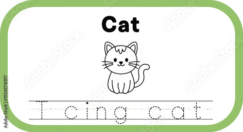 Cute Cat Tracing Worksheet for Kids Learning
