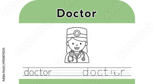 Doctor coloring page for kids, medical profession worksheet
