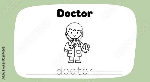 Doctor coloring page for kids, medical profession