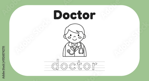 Doctor coloring page for kids, profession outline