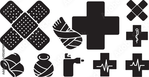 Medical symbols and icons for health care and medicine