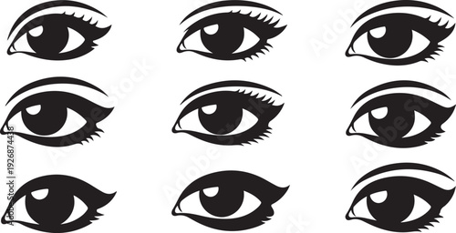 Collection of Various Human Eyes with Different Expressions Shown