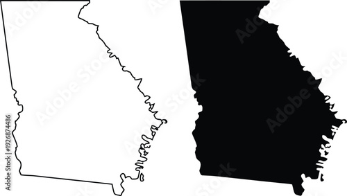 Contrast map highlighting the state of georgia against its outline