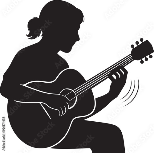 Haptic guitar strings vibrating silhouette.