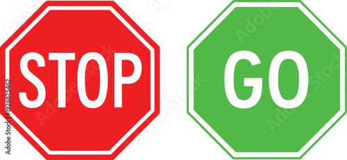 Contrasting stop and go signals on octagonal signs