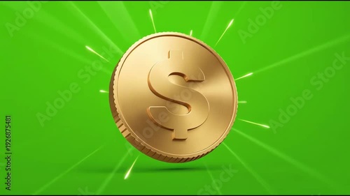 dollar coin icon 3d render gold color