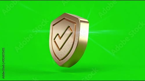 checklist shield icon 3d render gold color