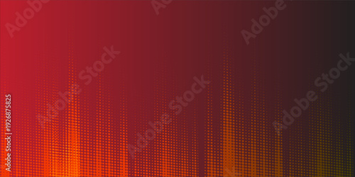 Abstract Red and Orange Halftone Gradient Background With Vertical Equalizer Soundwave Pattern