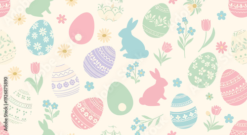 Pastel Easter Eggs and Bunnies Pattern
