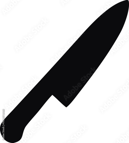 Minimal knife vector icon in flat style, sharp blade kitchen tool symbol isolated on white background, editable stroke, scalable design for cooking apps and restaurant branding.