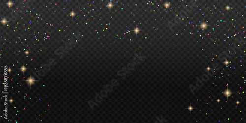 Glittering starry night sky with sparkling lights and constellation pattern vector illustration