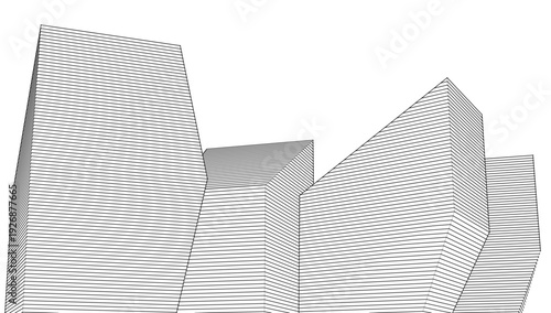 abstract architecture city 3d illustration