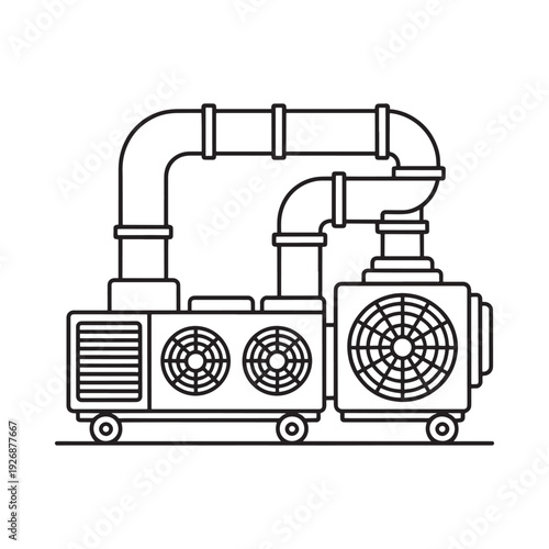 Line drawing of an industrial air conditioning or ventilation system
